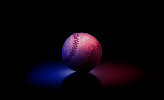 baseball ball. Blue neon Banner Art concept