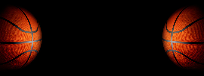 basketball on a black background Panorama or free space