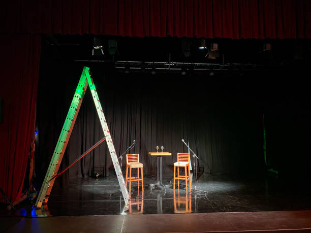 istock Stage of a theater with a staircase prepared for a performance 1486809881