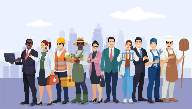 Workers with different occupations. vector art illustration