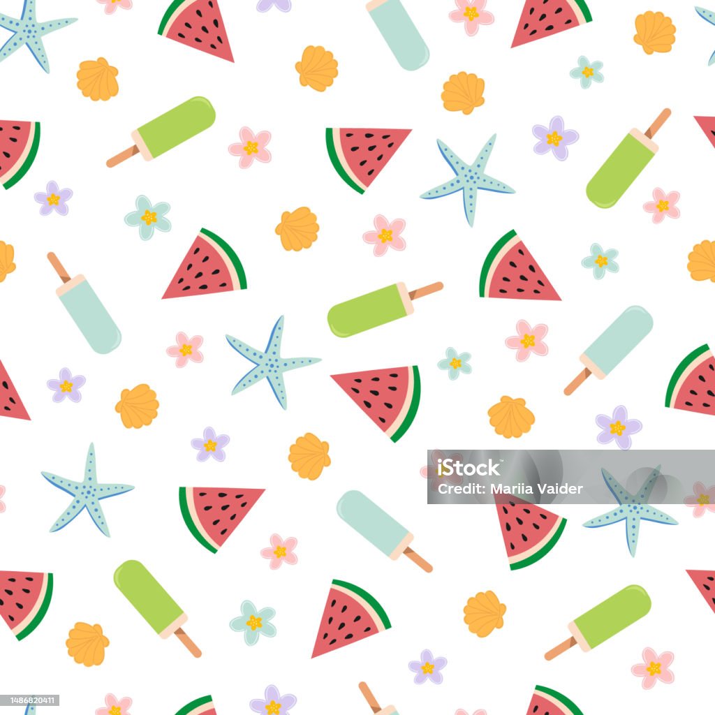 Summer Fun Pattern Pattern With Summer Elements Stock Illustration - Download Image Now ...