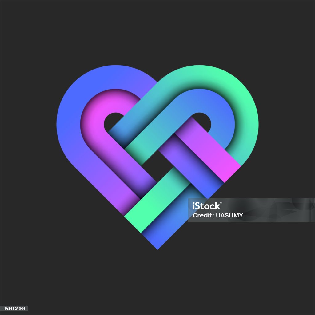 Heart Shaped Intersection Heart Shape Logo From Vibrant Gradient Intersection Rounded Stripes ...