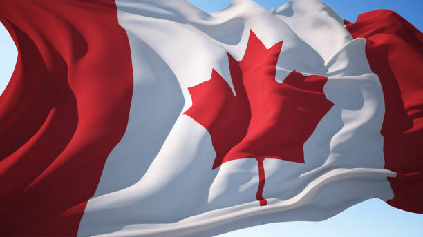 istock Canada flag waving in the wind 1486824292