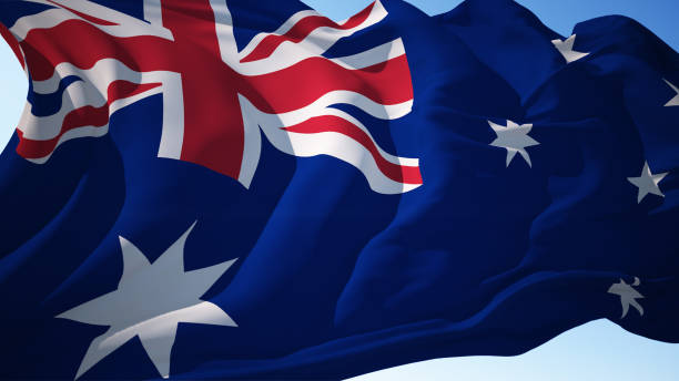 istock Australia flag waving in the wind 1486824293