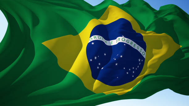 istock Brazil flag waving in the wind 1486824294