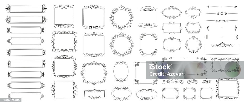 Text Frame Separator Ornate Frames And Scroll Elements Text Separators Frame Set Stock ...