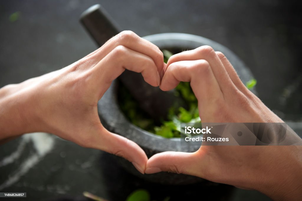 Herbs with heart shape herbs concept Herbal Medicine Stock Photo