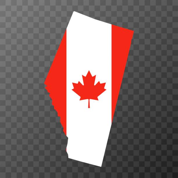 カナダの州、アルバータ州の地図。ベクターイラスト。 - alberta flag canada province点のイラスト素材／クリップアート素材／マンガ素材／アイコン素材