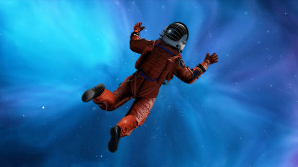 istock Flight of astronaut cosmonaut in space. Cosmic weightlessness, gravity, falling man into galactic abyss of planet. Astronaut in zero gravity, stars and nebulae. 3d render 1486830336