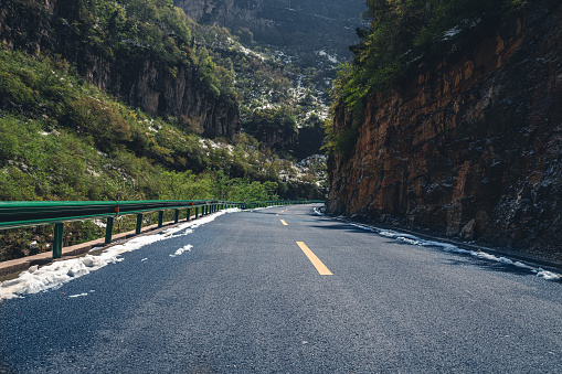 The road on mountain after snow