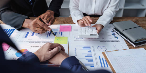 istock Business team discuss and research and making project strategy, finance, analysis, teamwork, plan, meeting concept 1486833569