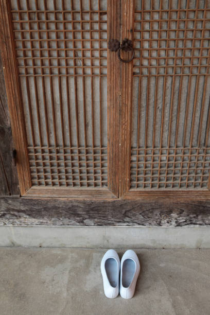 Korean Traditional house room doors and rubber shoes