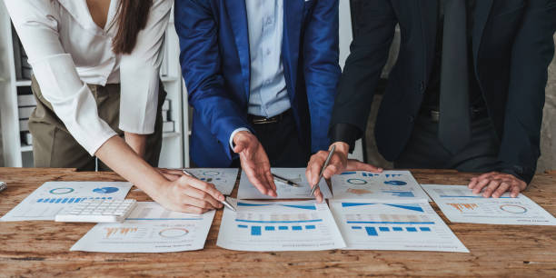 istock Business team discuss and research and making project strategy, finance, analysis, teamwork, plan, meeting concept 1486835017