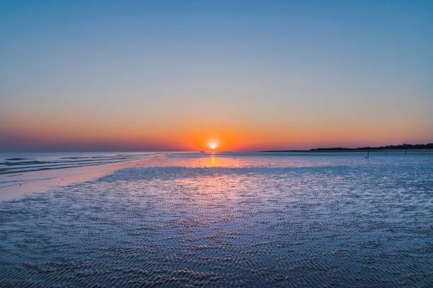 sonnenuntergang am strand von mandvi, kutch - horizontal landscape coastline gujarat stock-fotos und bilder