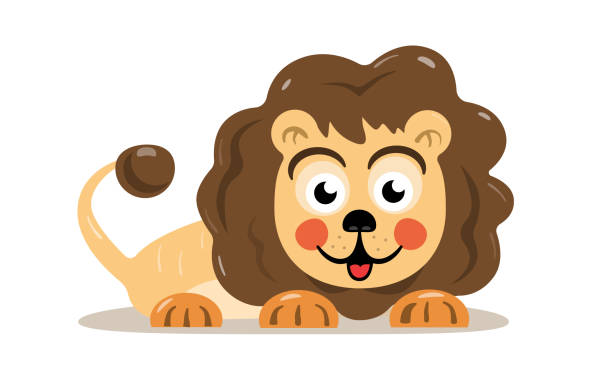 Cute baby lion isolated on white background - vector Cute baby lion isolated on white background - vector czech lion stock illustrations