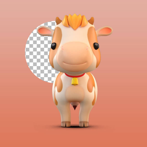 istock Cute little cow toy for kids suitable for element design. 1486838383