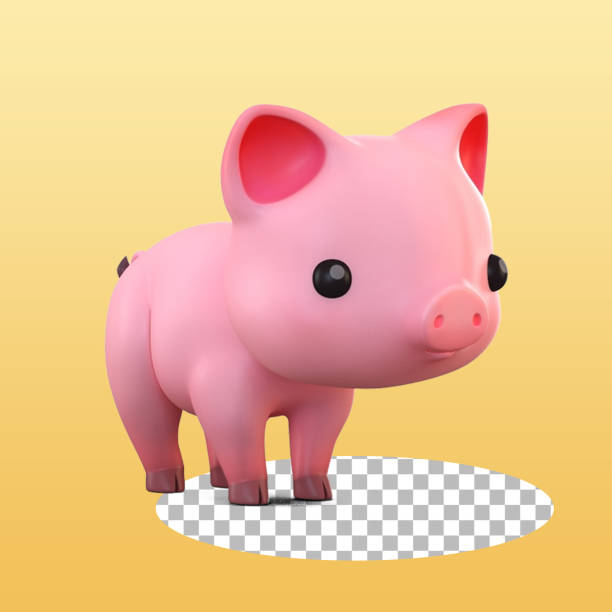 Image of colored Pig, toy on the white background