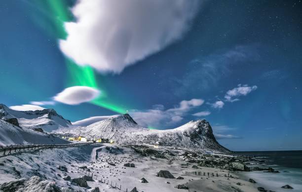 istock Mountains with northern lights 1486838824