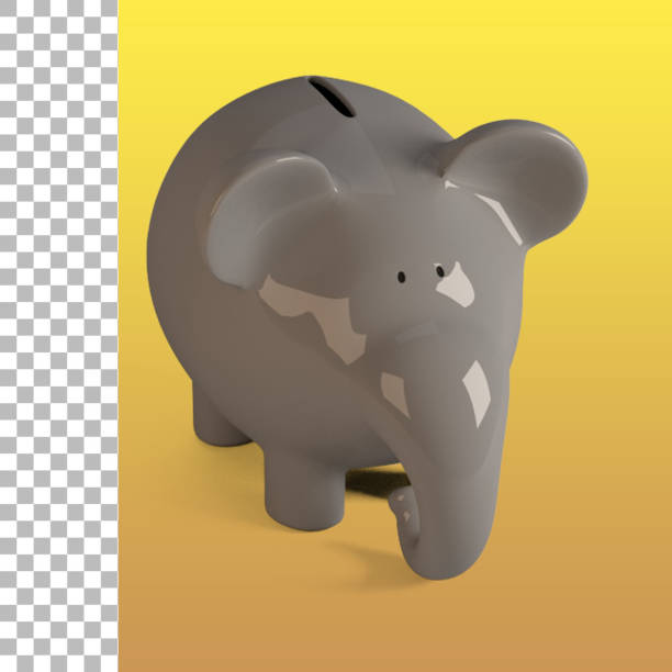 Cute elephant bank for saving money suitable for financial concept.