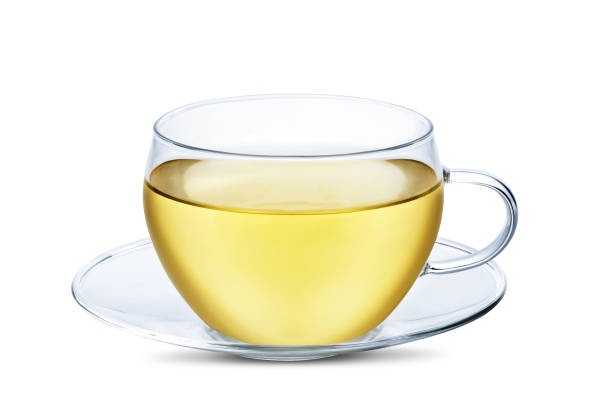 istock Glass cup of herbal tea isolated on white background. 1486839471
