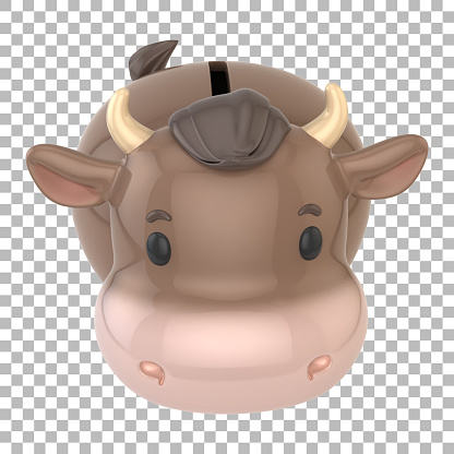 Cute cow bank for saving money suitable for financial concept.