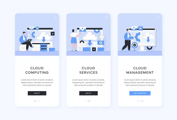 Vector illustration of Cloud Computing and Management Mobile Templates