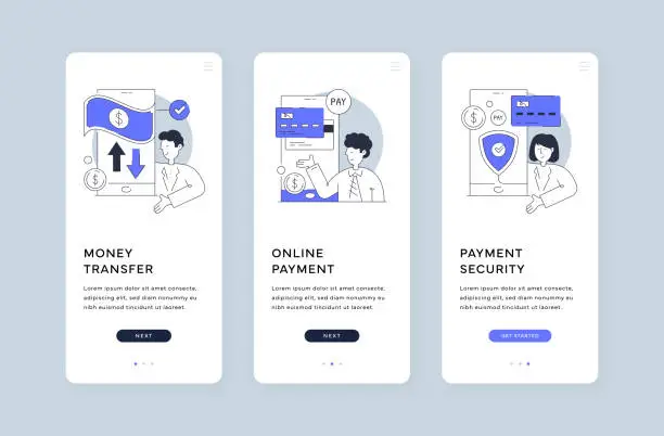 Vector illustration of Mobile Payment and Money Transfer Illustrations with Payment Security