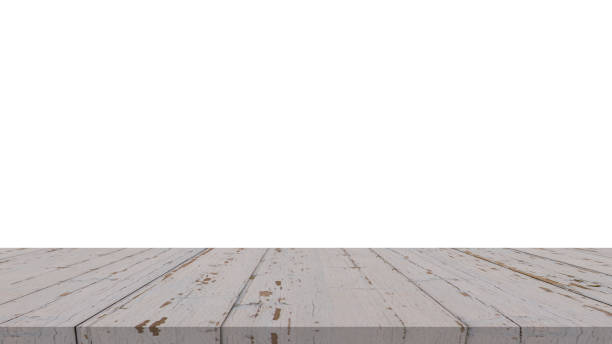 istock Wood table for display or montage products with blank white background. 1486844719