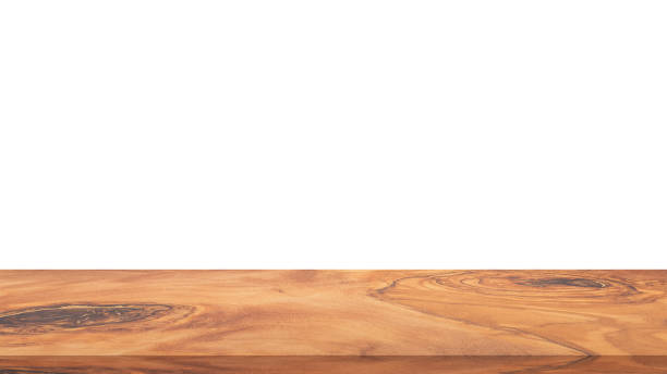 istock Wood table for display or montage products with blank white background. 1486844788