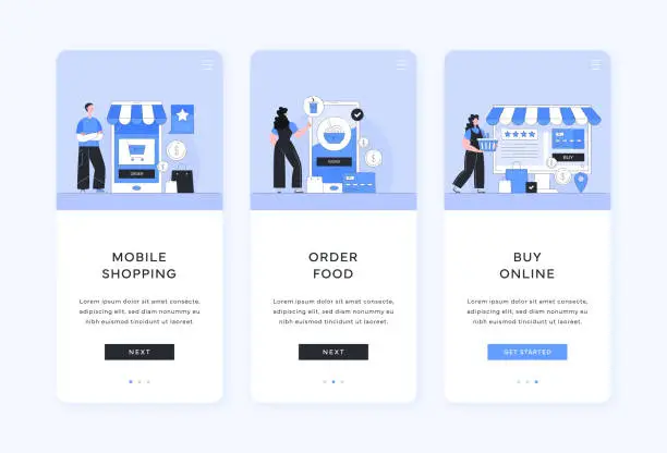 Vector illustration of Mobile Shopping and Food Ordering Templates