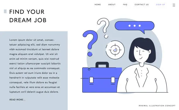 Vector illustration of Find Your Dream Job Landing Page Template