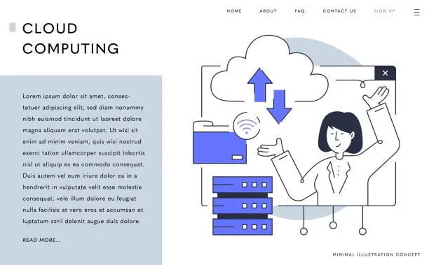 Vector illustration of Cloud Computing Technology Landing Page Template