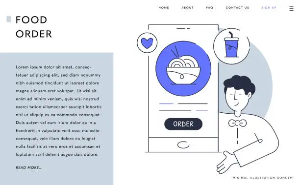 Vector illustration of Fast and Easy Food Ordering
