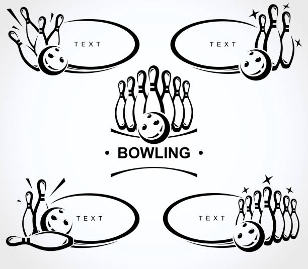 Bowling label and element set. Collection element bowling. Vector Bowling label and element set. Collection element bowling. Vector illustration cricket bowler stock illustrations