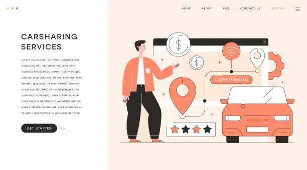 Vector illustration of Car Sharing Services Illustration