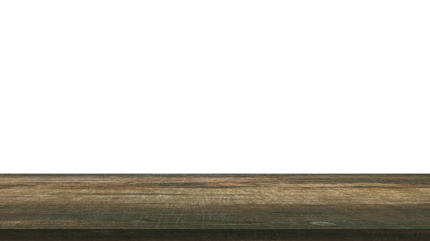 istock Wood table for display or montage products with blank white background. 1486846746