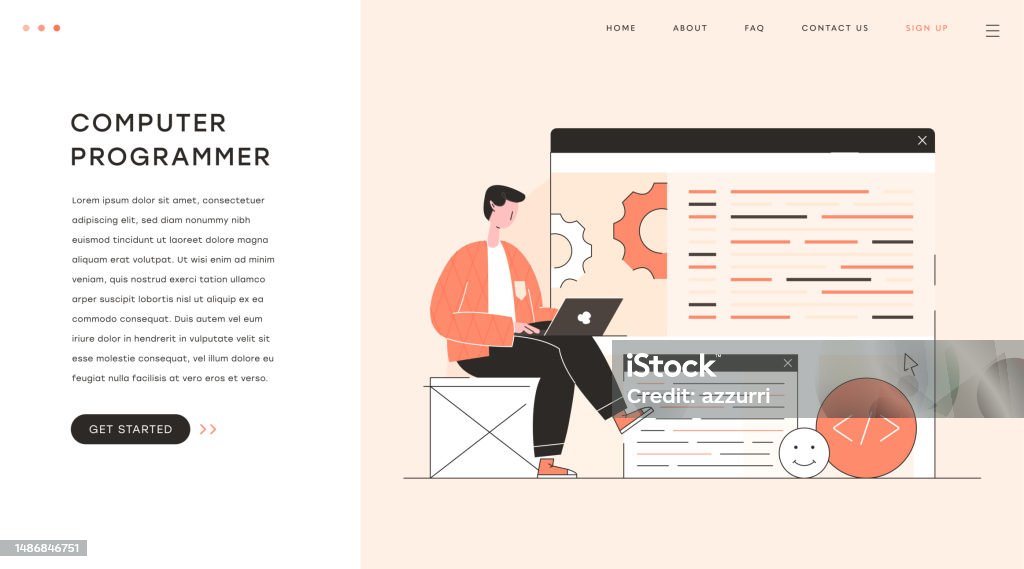 Computer Programmer Working On Code Illustration Stock Illustration ...