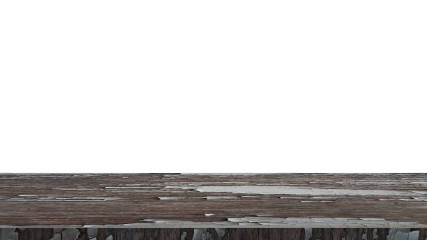 istock Wood table for display or montage products with blank white background. 1486846830