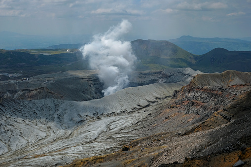 Mount Nakadake is one of the five peaks that make up Mount Aso, the largest volcano in Japan.