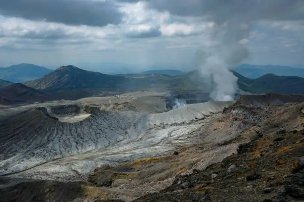 Mount Nakadake is one of the five peaks that make up Mount Aso, the largest volcano in Japan.