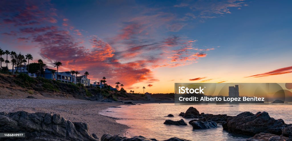 Sunrise in Playa de Casares. Malaga. Andalusia. Bonito amanecer en Torre la Sal. Costa de Casares. En la provincia de Málaga. Casares Stock Photo