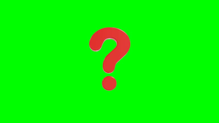 3D animation of question mark symbol on a green background - green matte footage