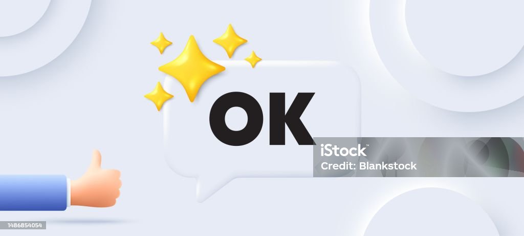 Ok Imessage Ok Text Tag Approved Okay Message Neumorphic Background Vector Stock ...