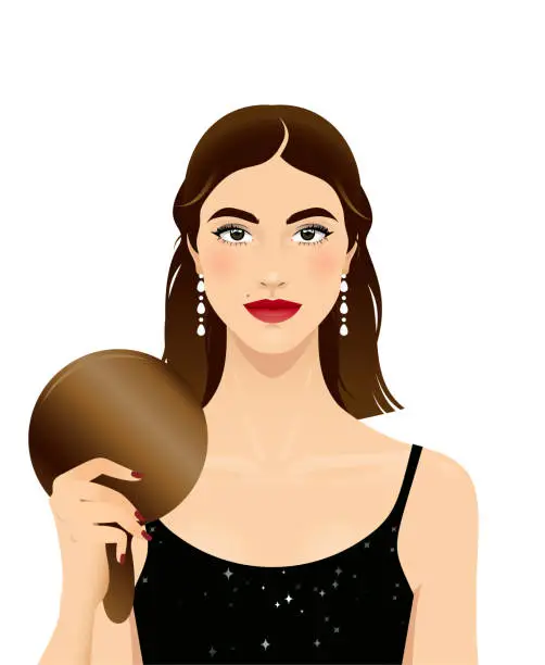 Vector illustration of Young woman with beautiful makeup
