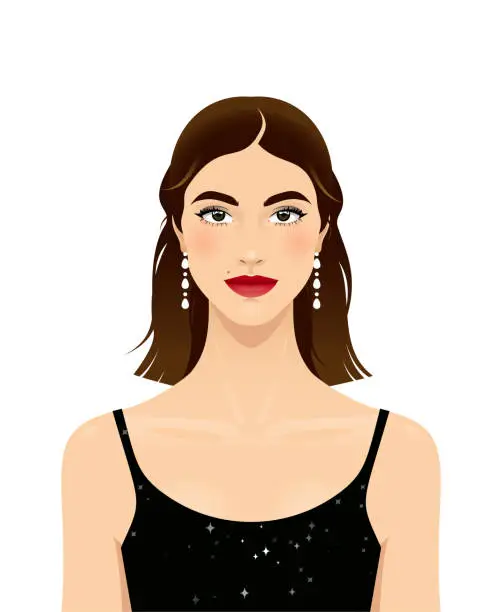 Vector illustration of Young woman with beautiful makeup