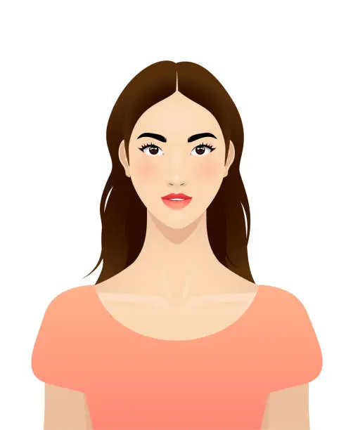 Vector illustration of Young asian woman's face