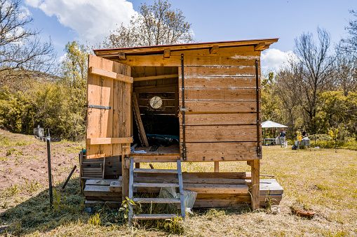 small wooden house intended for storage