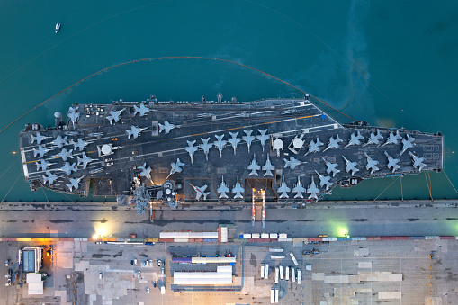 Corpus Christi, TX, USA - December 23, 2019:  USS Lexington,  the 16-deck \