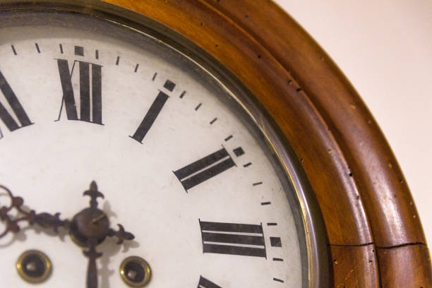istock Antique wooden wall clock 1486866442