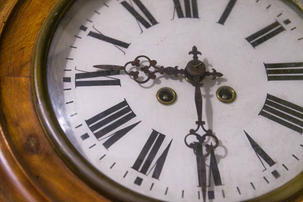 istock Antique wooden wall clock 1486866467